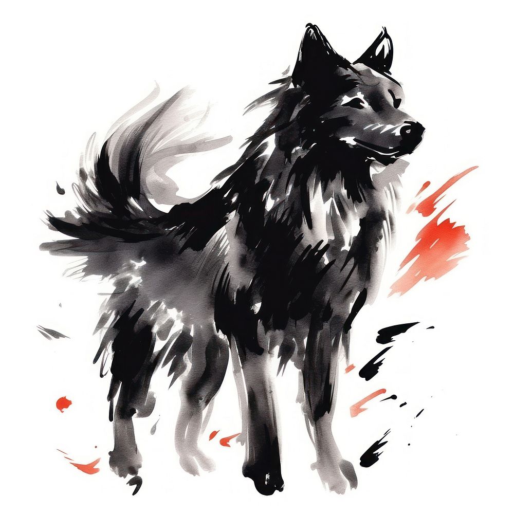 Dog Chinese zodiac painted mammal animal. AI generated Image by rawpixel.