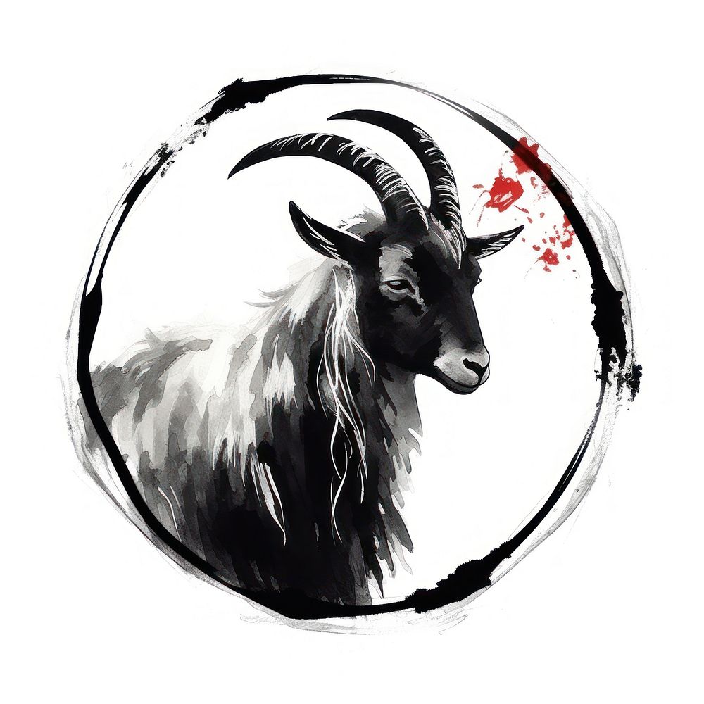 Goat head chinese zodiac livestock animal mammal. AI generated Image by rawpixel.