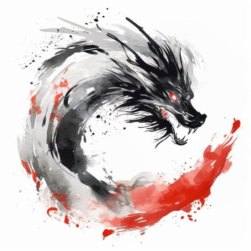 Dragon head chinese zodiac animal splattered creativity. AI generated Image by rawpixel.