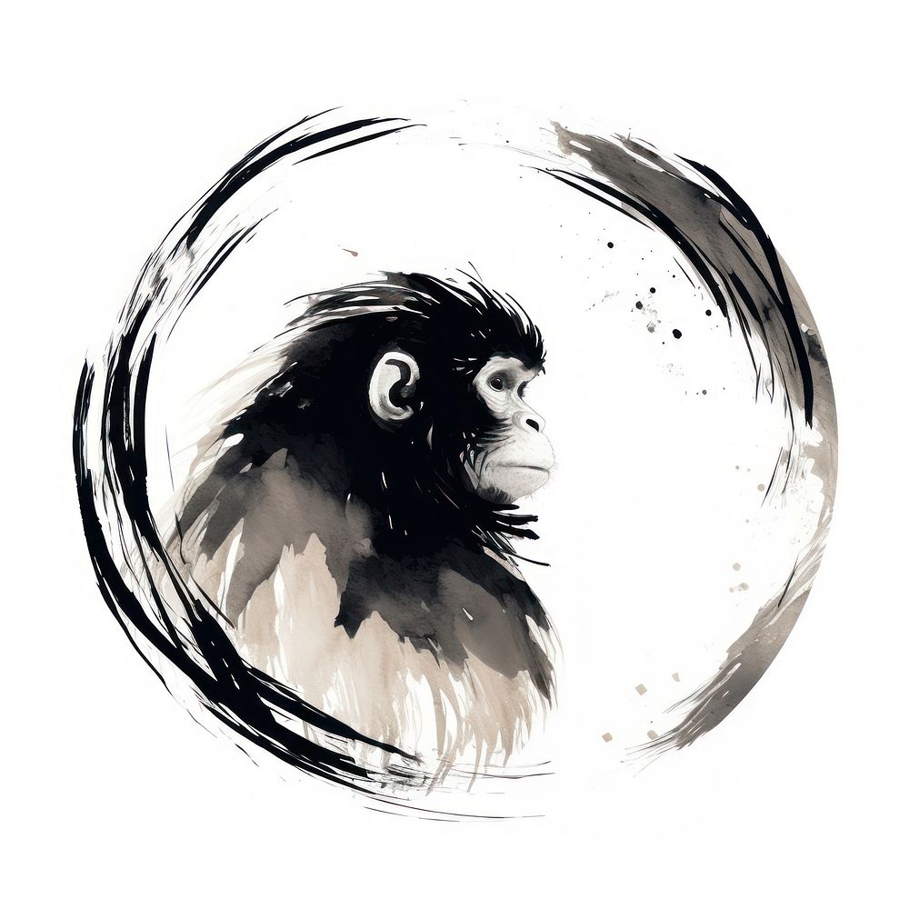 Monkey head chinese zodiac animal mammal circle. AI generated Image by rawpixel.