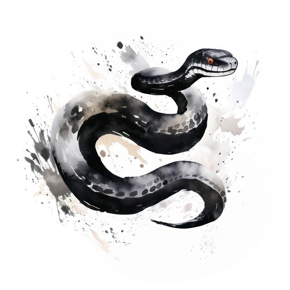 Snake chinese zodiac reptile animal white background. AI generated Image by rawpixel.