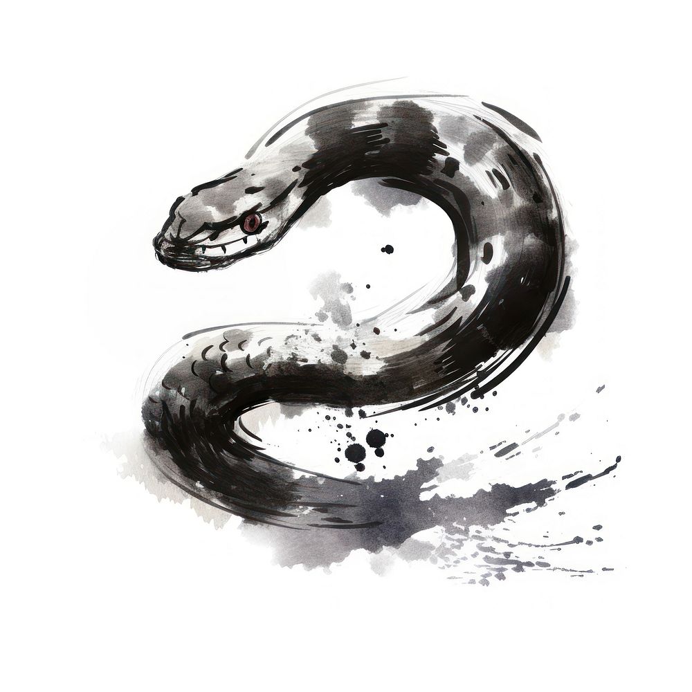 Snake chinese zodiac white background cartoon reptile. AI generated Image by rawpixel.