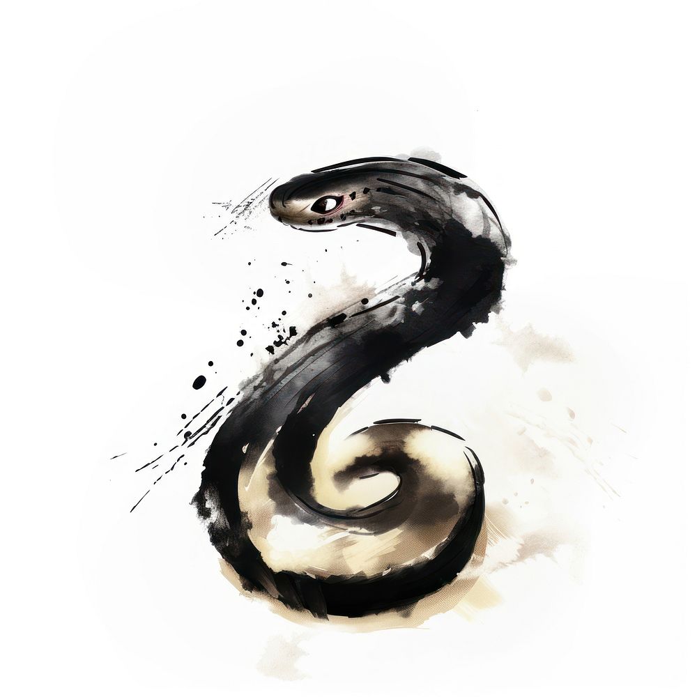 Snake chinese zodiac animal white background creativity. AI generated Image by rawpixel.