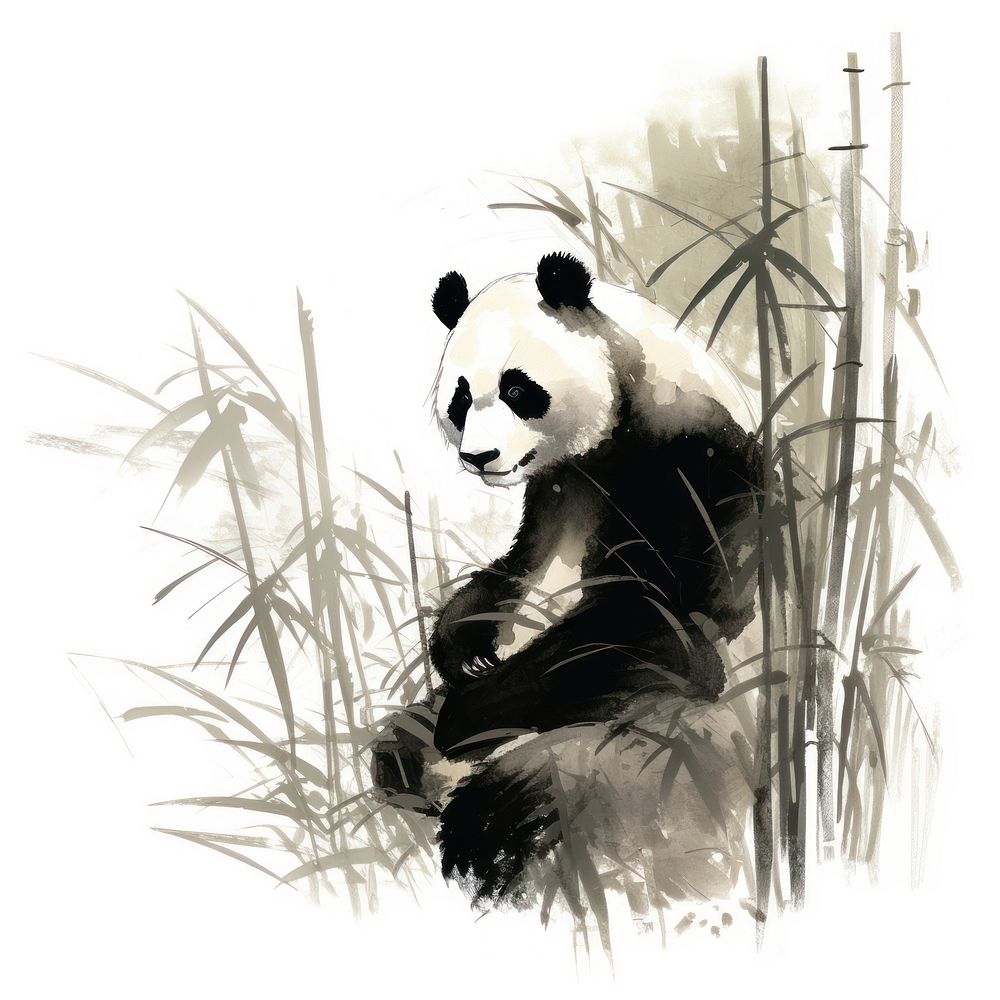 Panda and bamboo wildlife animal mammal. AI generated Image by rawpixel.