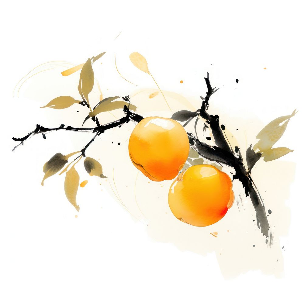 Chinese Persimmon fruit grapefruit painting orange. AI generated Image by rawpixel.