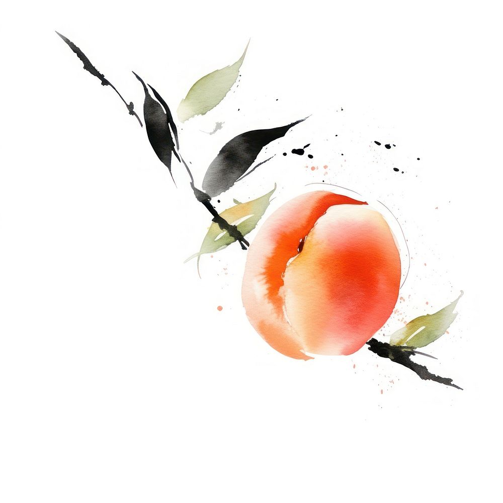 Peach fruit peach painting plant. AI generated Image by rawpixel.