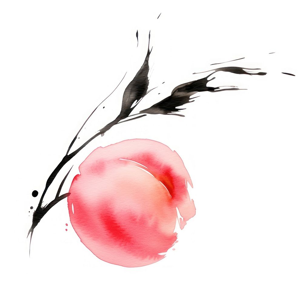 Pink Chinese Peach peach white background splattered. AI generated Image by rawpixel.