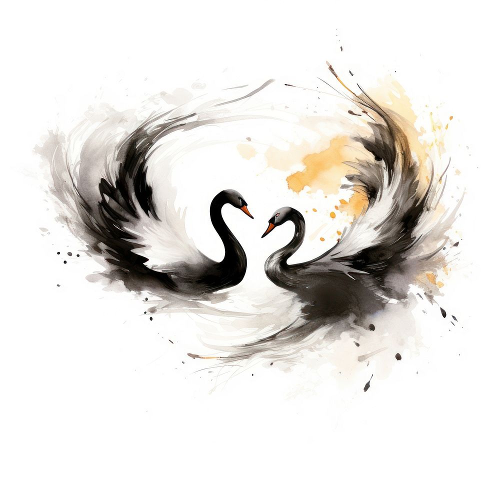 Chinese swan painting animal bird. AI generated Image by rawpixel.