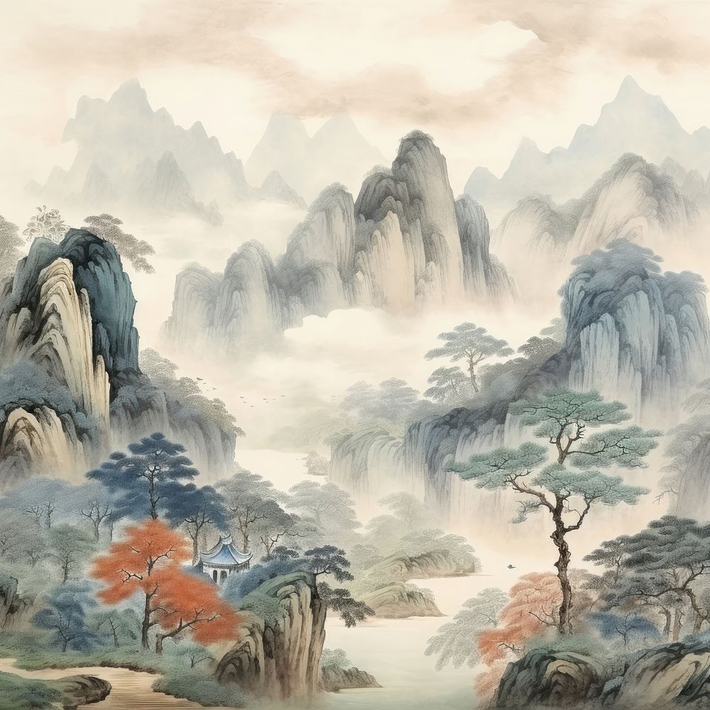 Mountain scenery outdoors painting nature. 