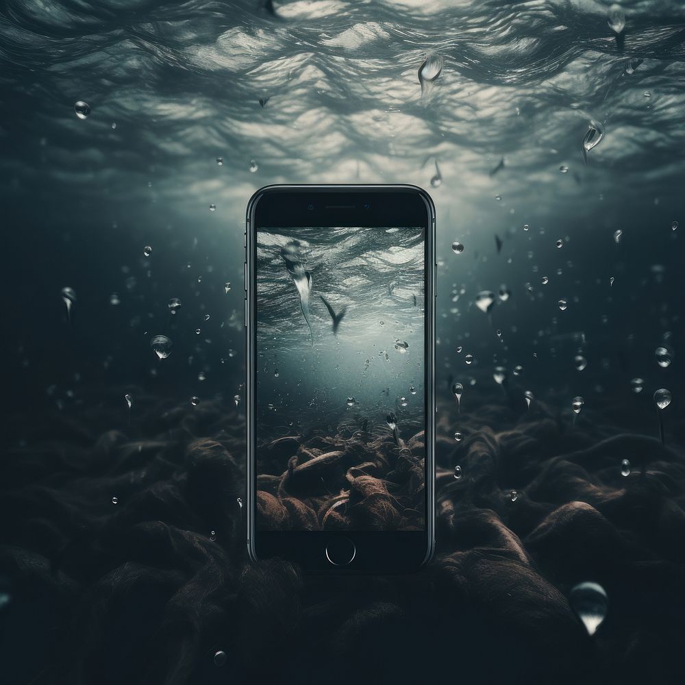 Iphone screen underwater outdoors nature. AI generated Image by rawpixel.