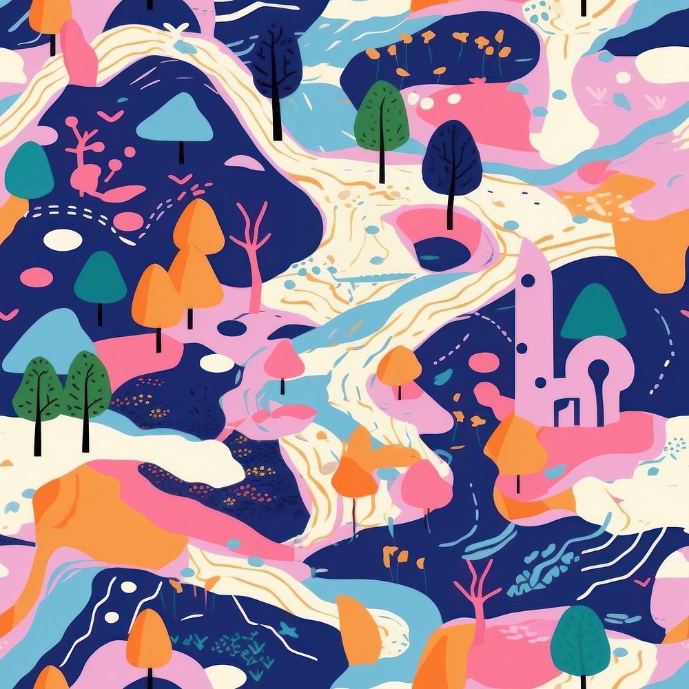 Vibrant forest pattern abstract painting graphics. AI generated Image by rawpixel.