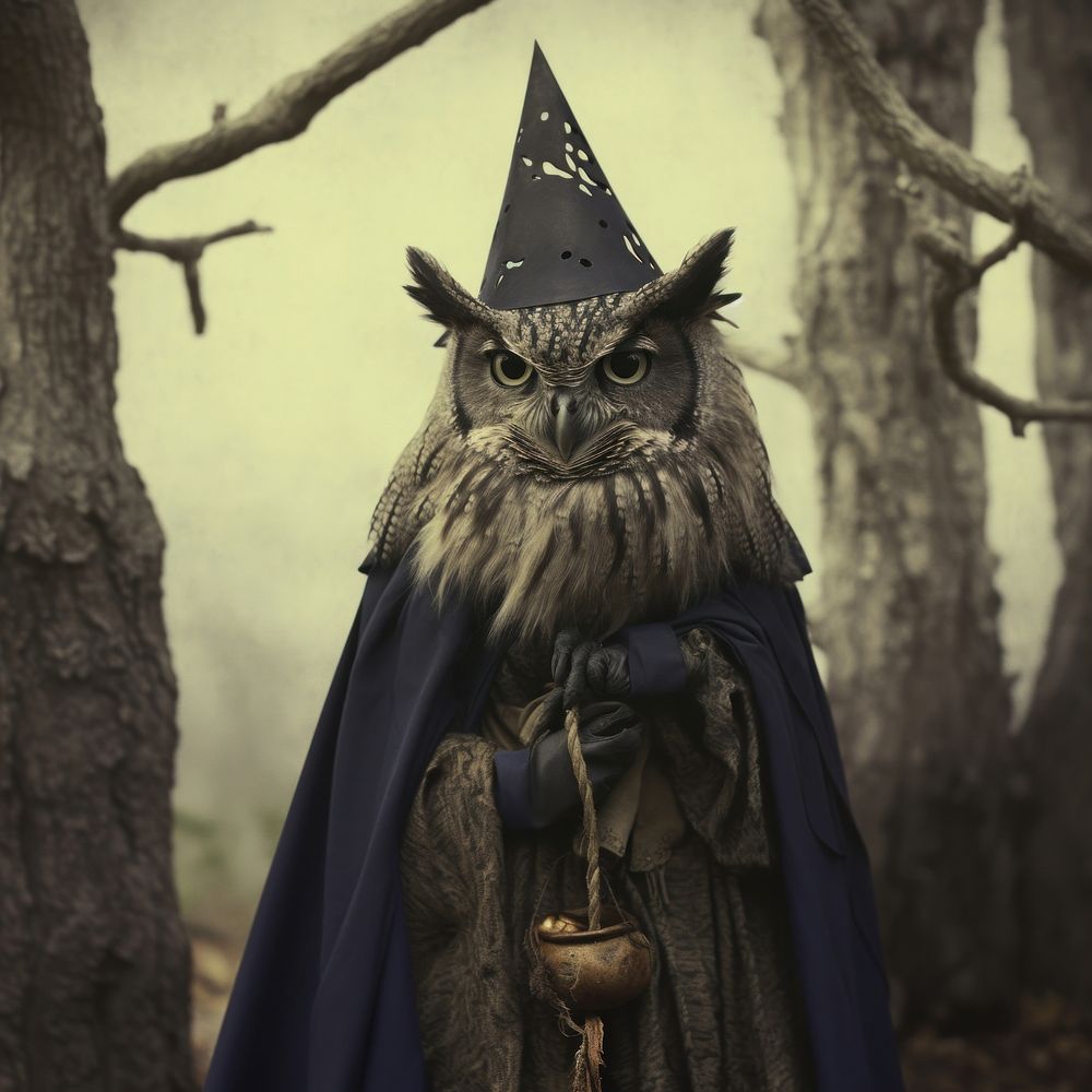 Owl witch photography portrait bird. AI generated Image by rawpixel.