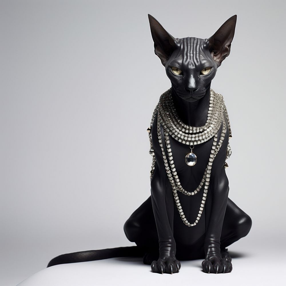 Sphinx cat jewelry necklace animal. AI generated Image by rawpixel.