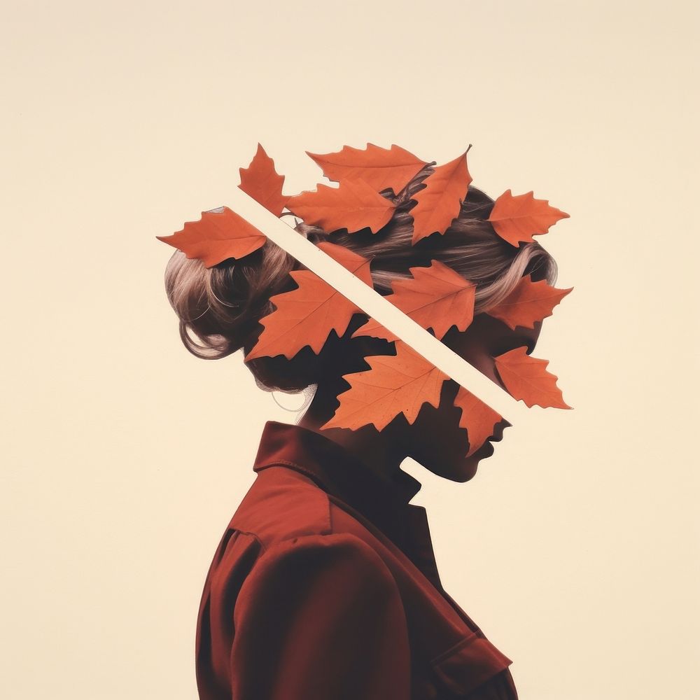 A autumn leave portrait plant adult. AI generated Image by rawpixel.