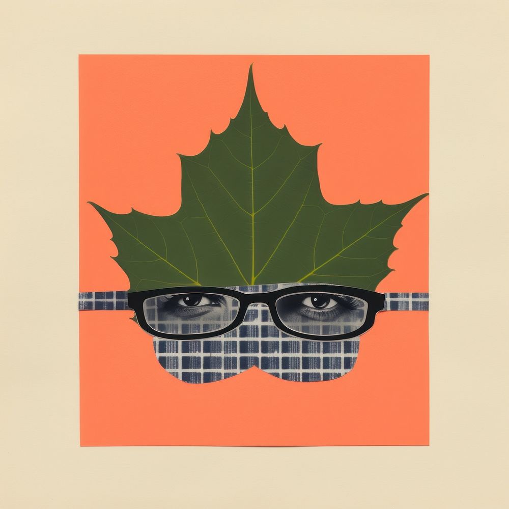 A leaf autumn portrait glasses poster. AI generated Image by rawpixel.