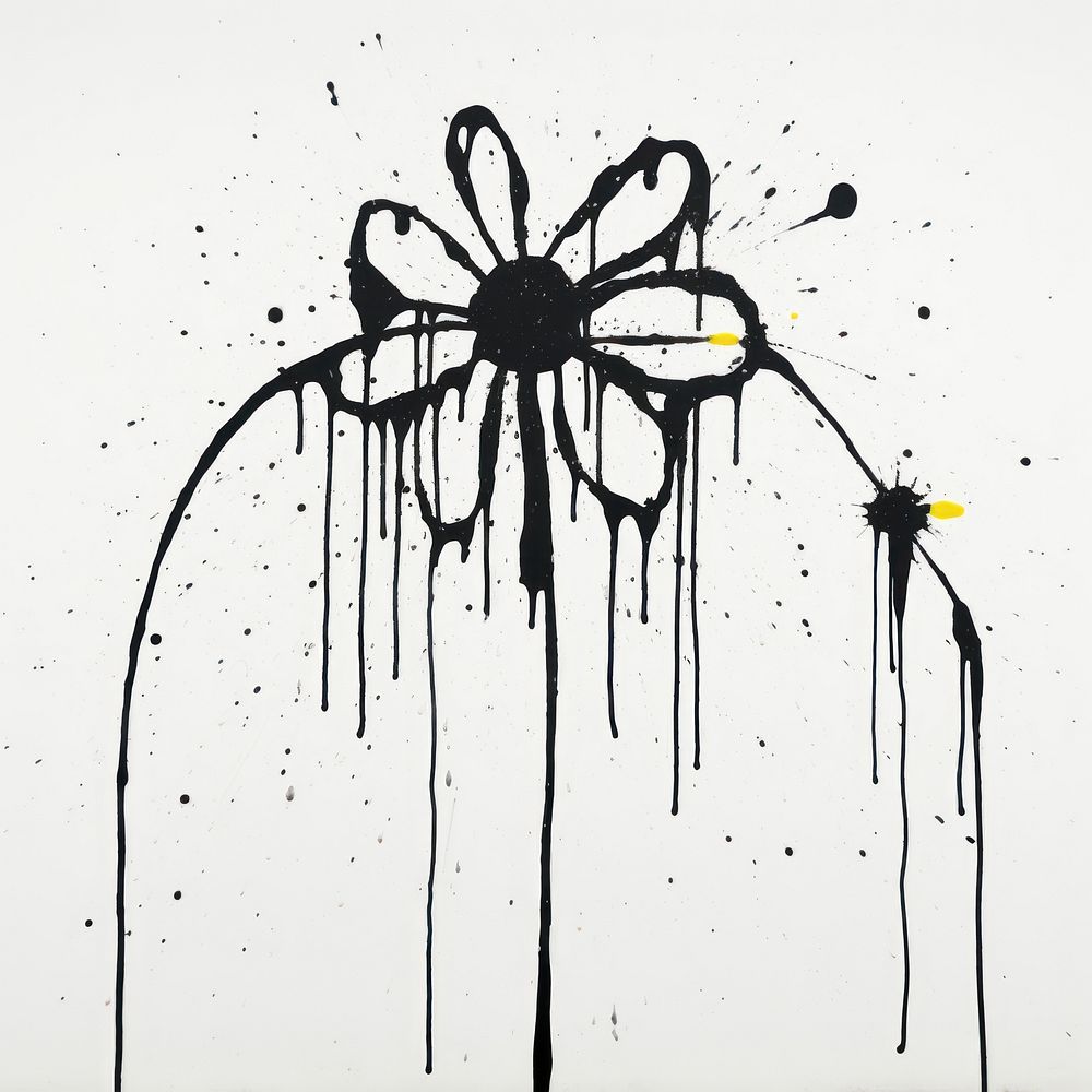Flower drawing sketch black. AI generated Image by rawpixel.
