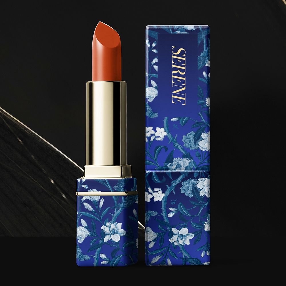 Lipstick cosmetics packaging mockup psd