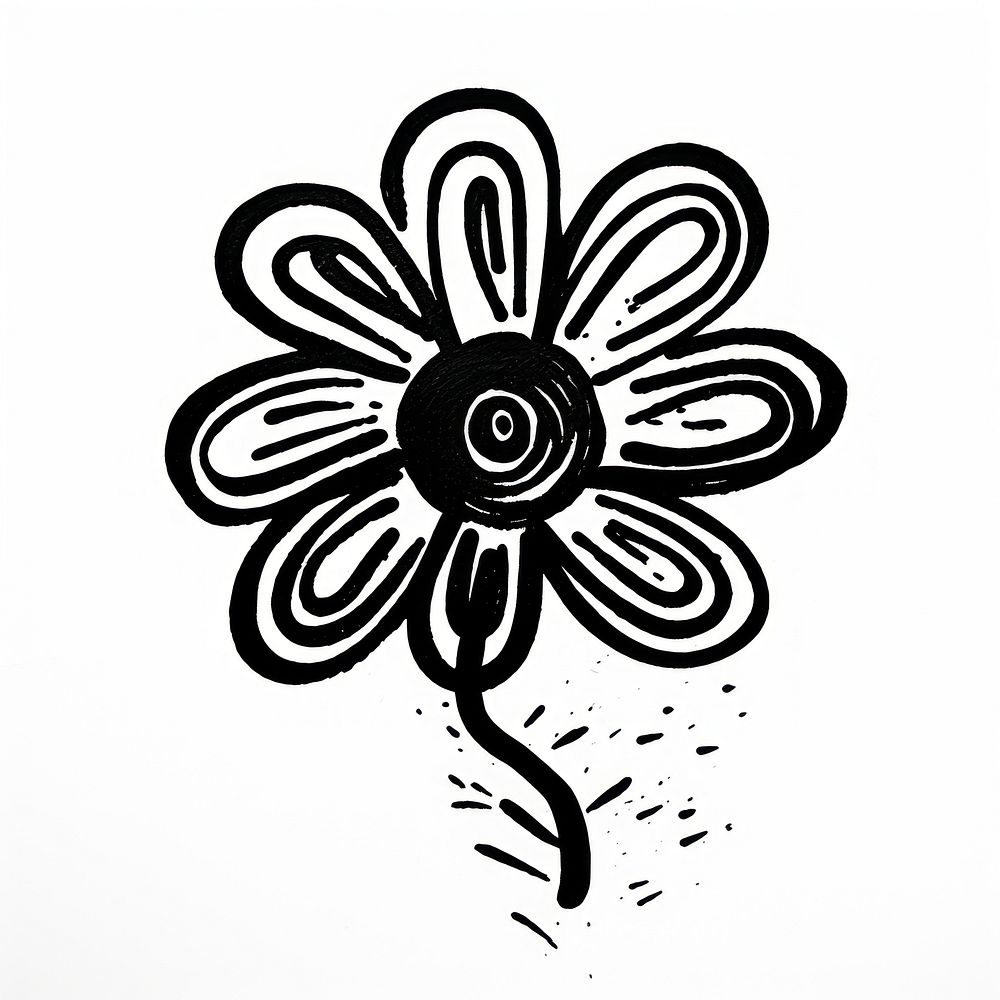 Flower drawing sketch white. AI generated Image by rawpixel.