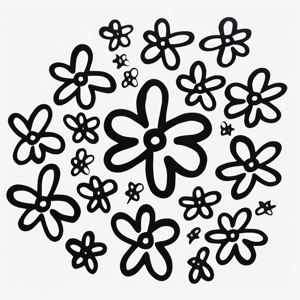 Flower pattern doodle white. AI generated Image by rawpixel.
