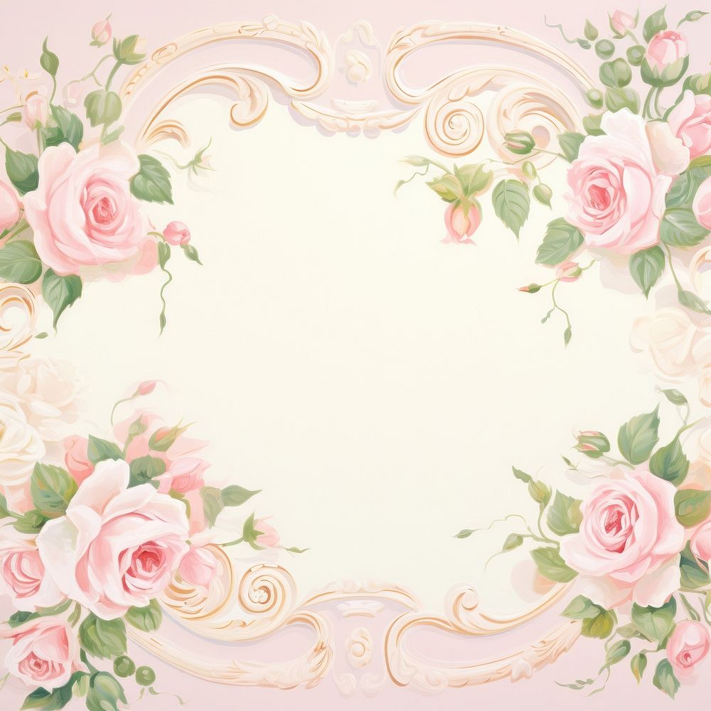 Painting of rose border backgrounds pattern flower. AI generated Image by rawpixel.