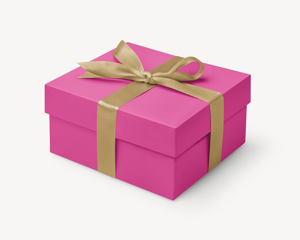 Pink gift box, gold ribbon