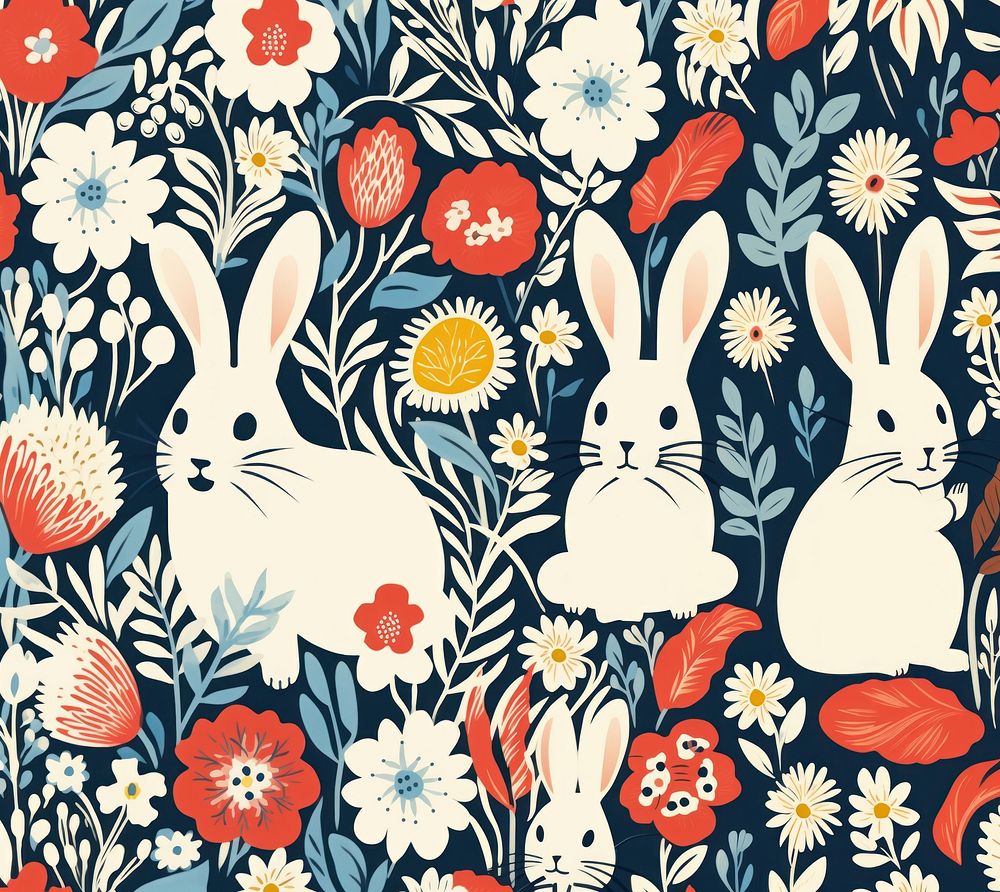 Many easter bunny pattern animal nature representation. AI generated Image by rawpixel.