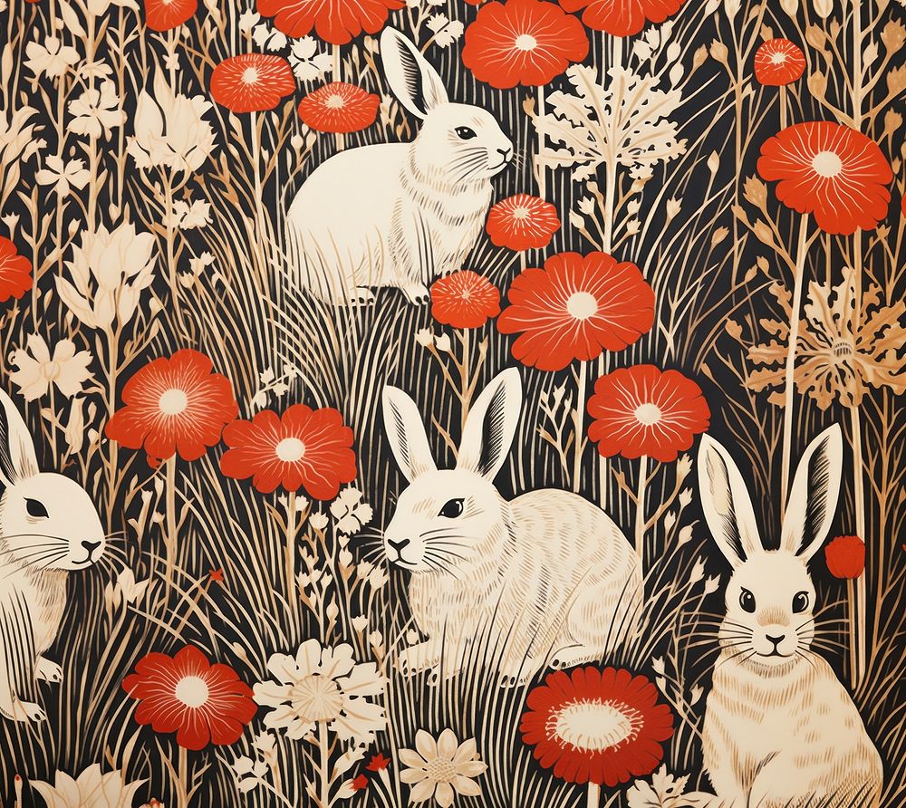 Many easter bunny pattern animal mammal nature. AI generated Image by rawpixel.