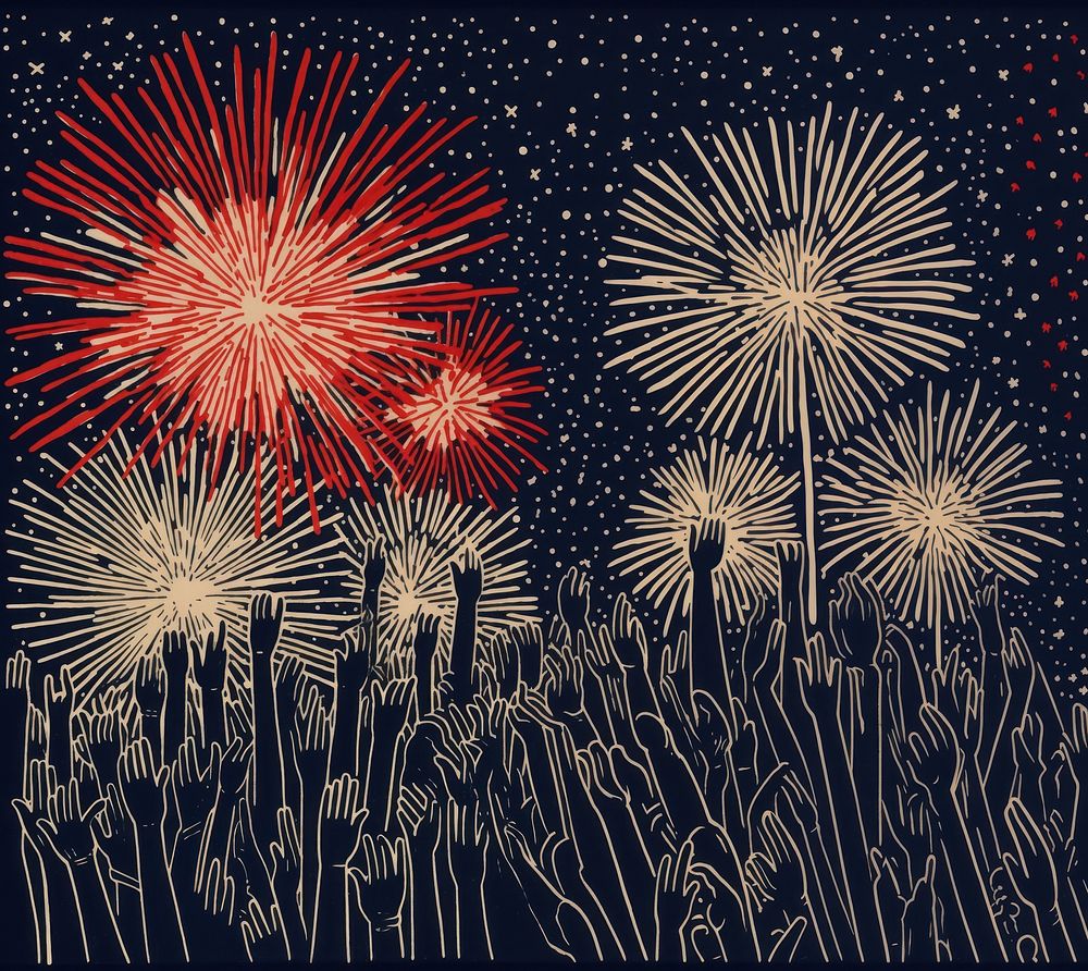 Many hands holding sparklers fireworks sparks illuminated. AI generated Image by rawpixel.