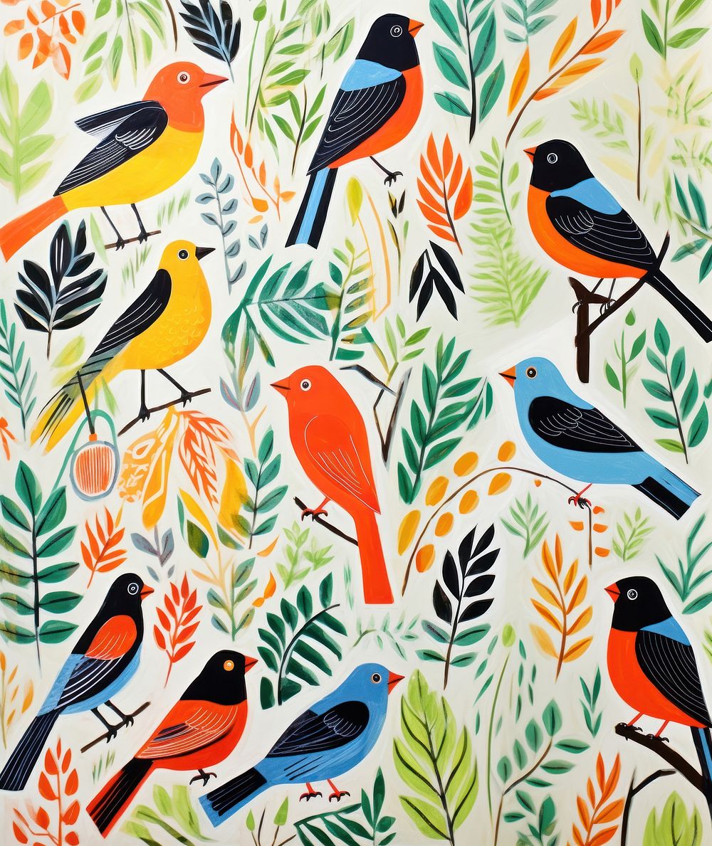 Many tropical birds flying pattern animal nature. AI generated Image by rawpixel.