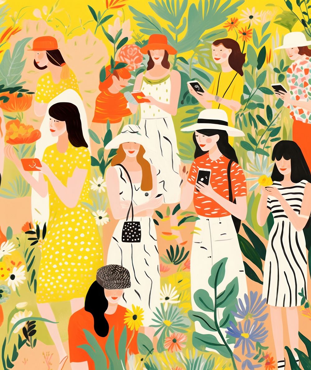 New york fashion people happiness painting pattern. AI generated Image by rawpixel.