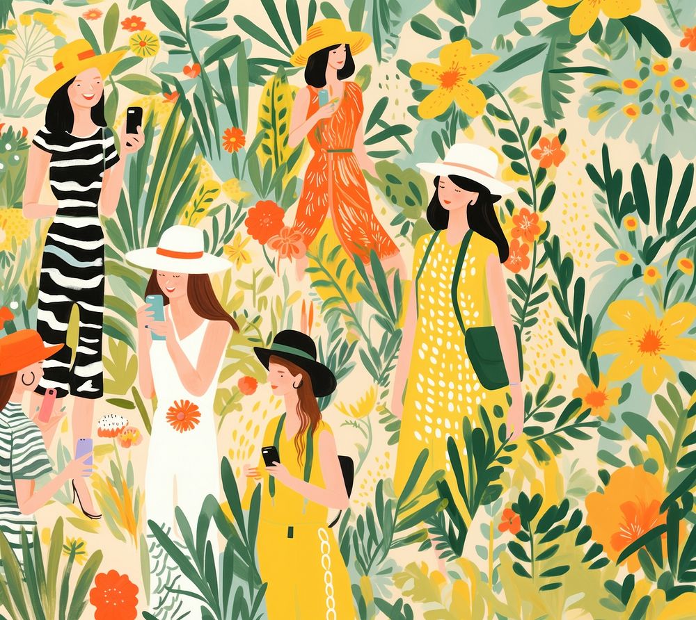 New york fashion people happiness painting pattern. AI generated Image by rawpixel.