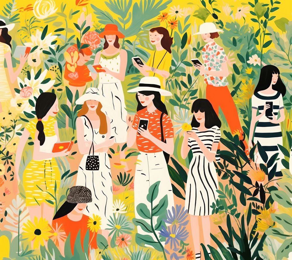 New york fashion people painting pattern nature. AI generated Image by rawpixel.
