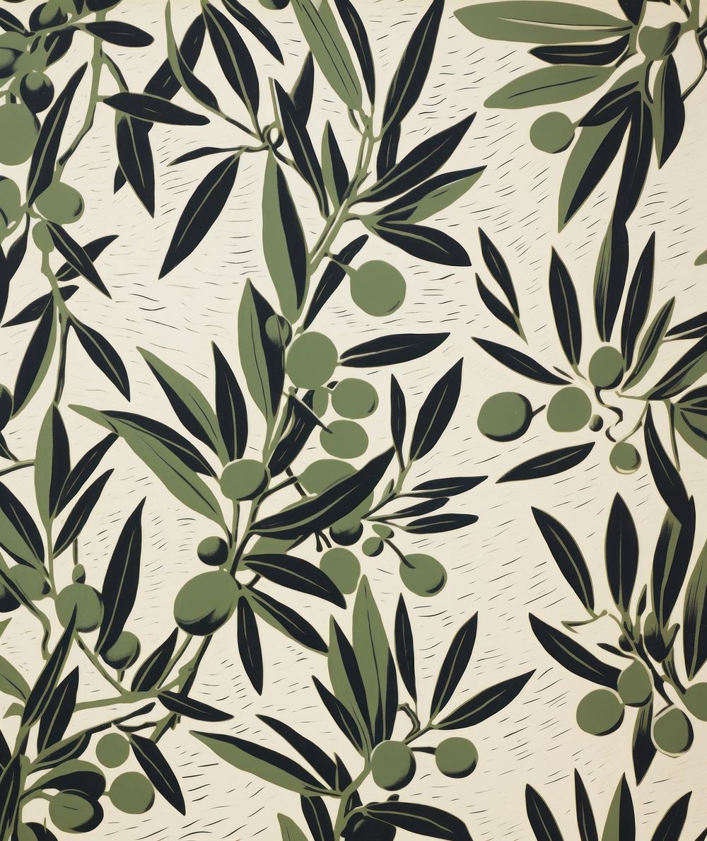 Olive branches pattern plant leaf. AI generated Image by rawpixel.