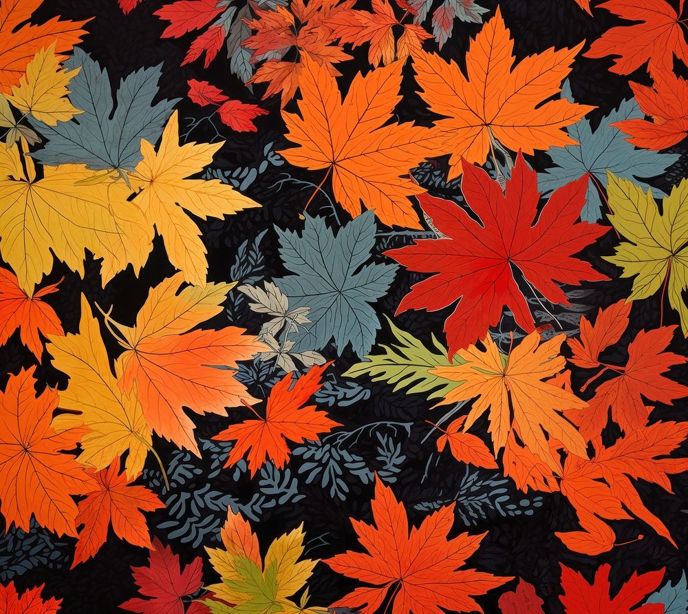 Autumn leaves nature maple plant. AI generated Image by rawpixel.