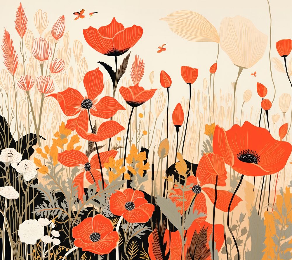 Aesthetic plants painting pattern flower. AI generated Image by rawpixel.