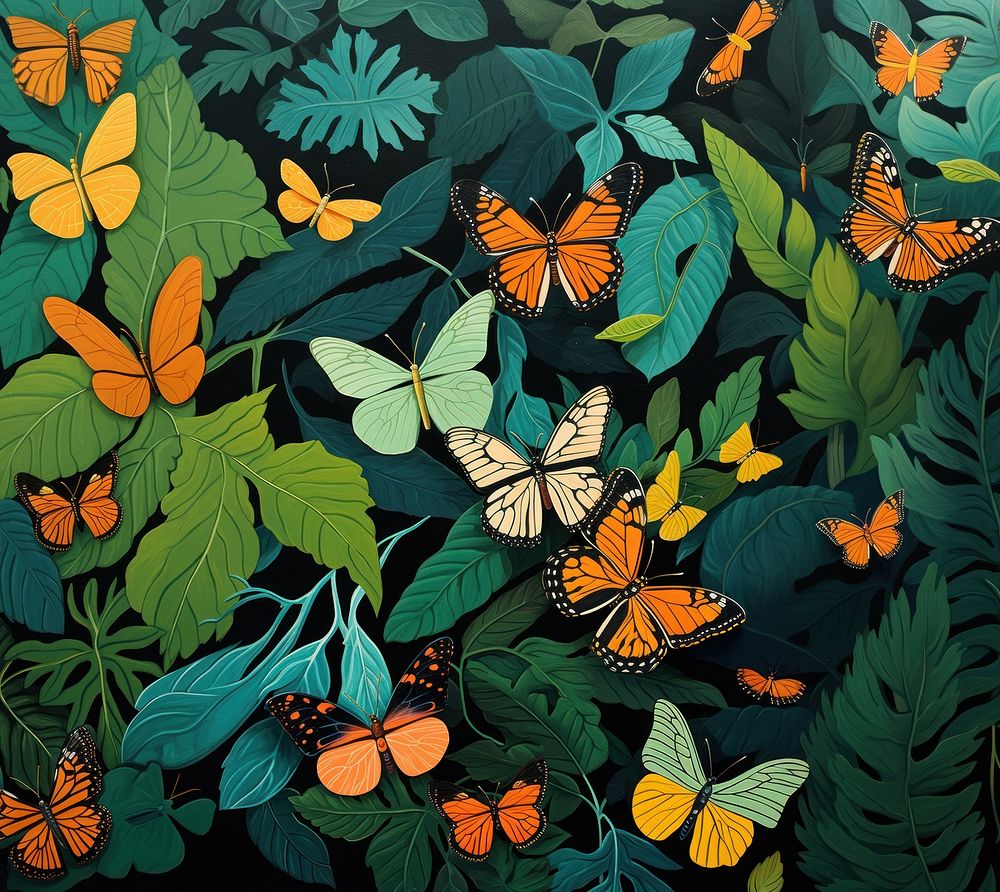 Butterflies in a tropical forrest butterfly insect nature. AI generated Image by rawpixel.