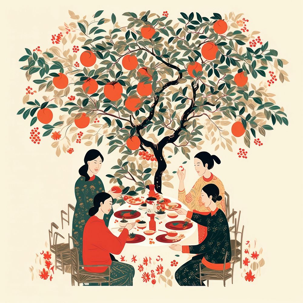 Chinese dinner party adult togetherness celebration. AI generated Image by rawpixel.