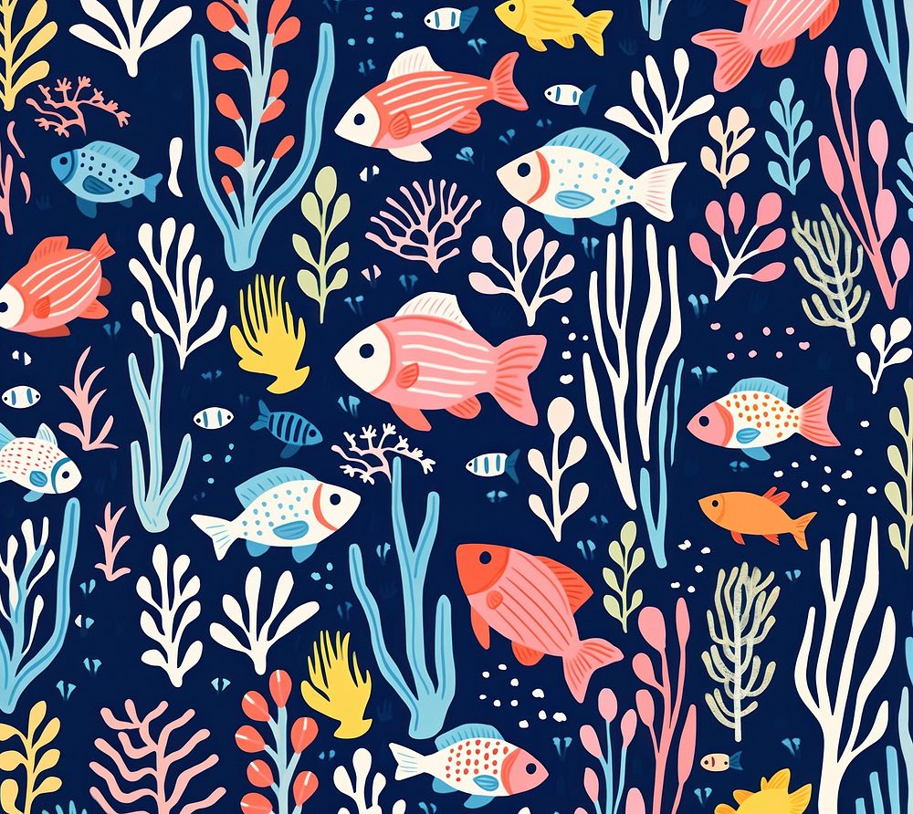 Colorful fishes coral reef tropical pattern animal nature. AI generated Image by rawpixel.