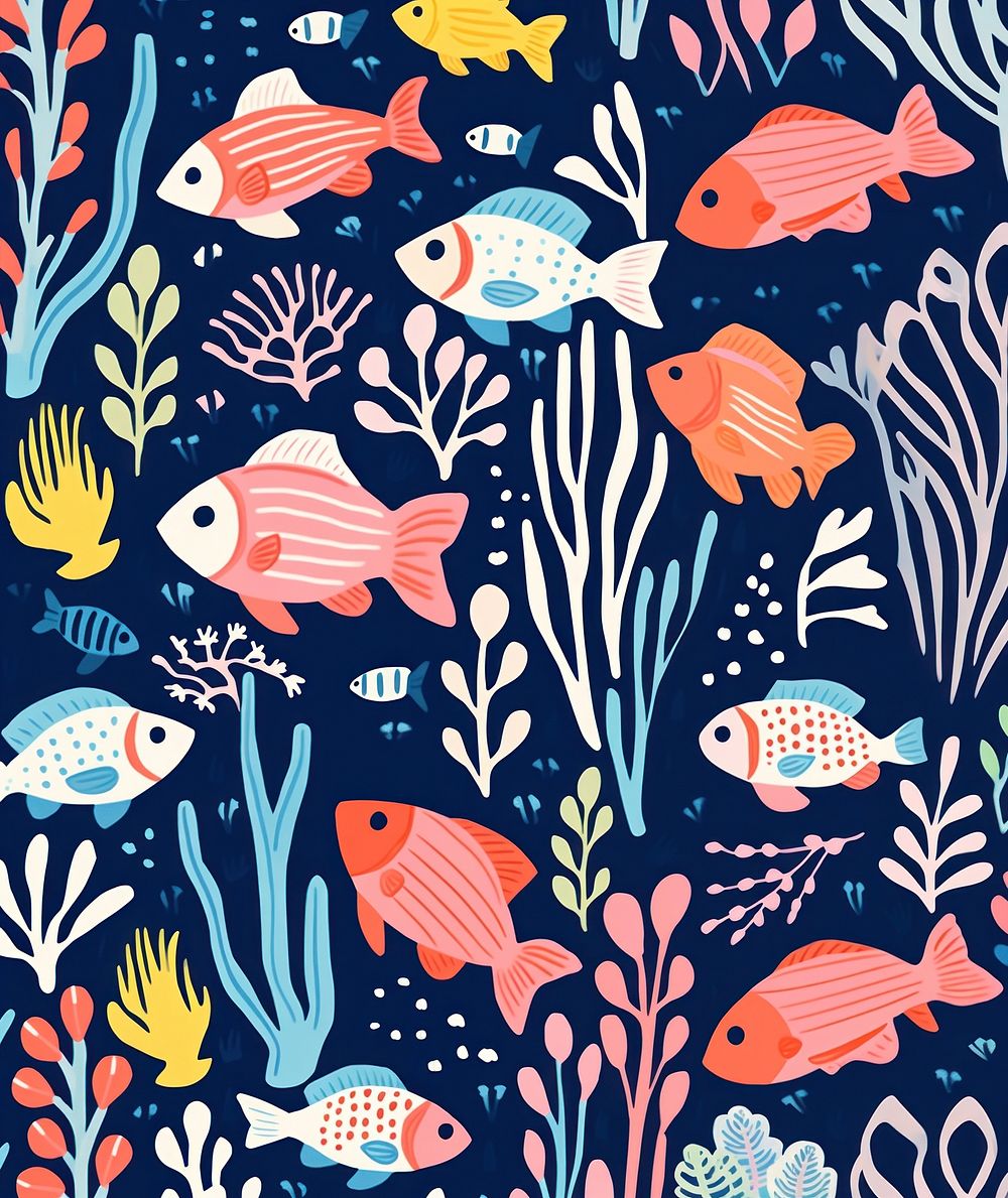 Colorful fishes coral reef tropical pattern nature animal. AI generated Image by rawpixel.