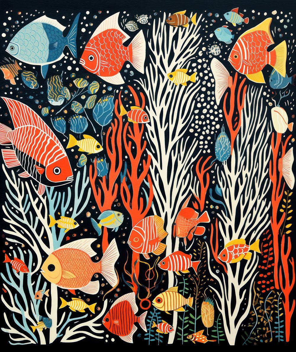 Coral reef fishes tropical colorful pattern nature animal. AI generated Image by rawpixel.