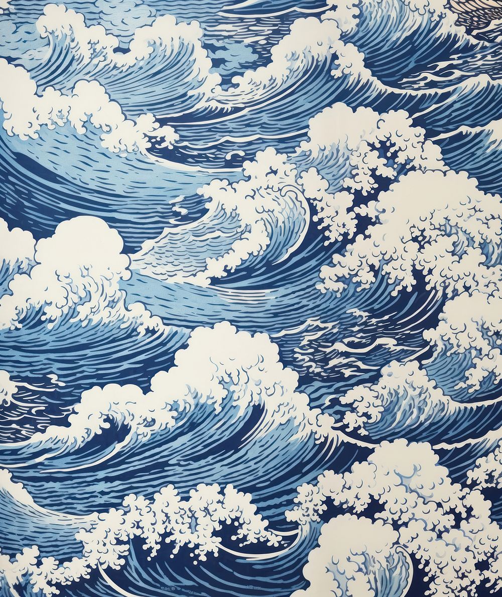 English sea side nature pattern art. AI generated Image by rawpixel.