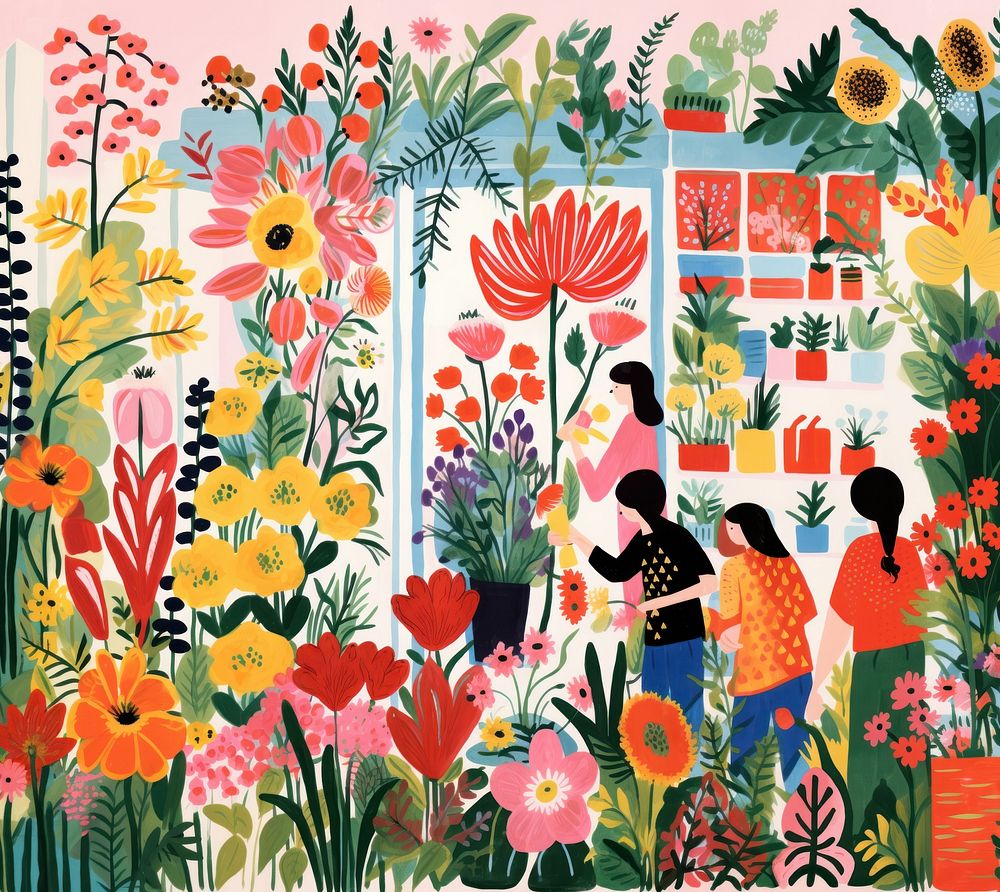 Florsit flower shop painting pattern drawing. AI generated Image by rawpixel.
