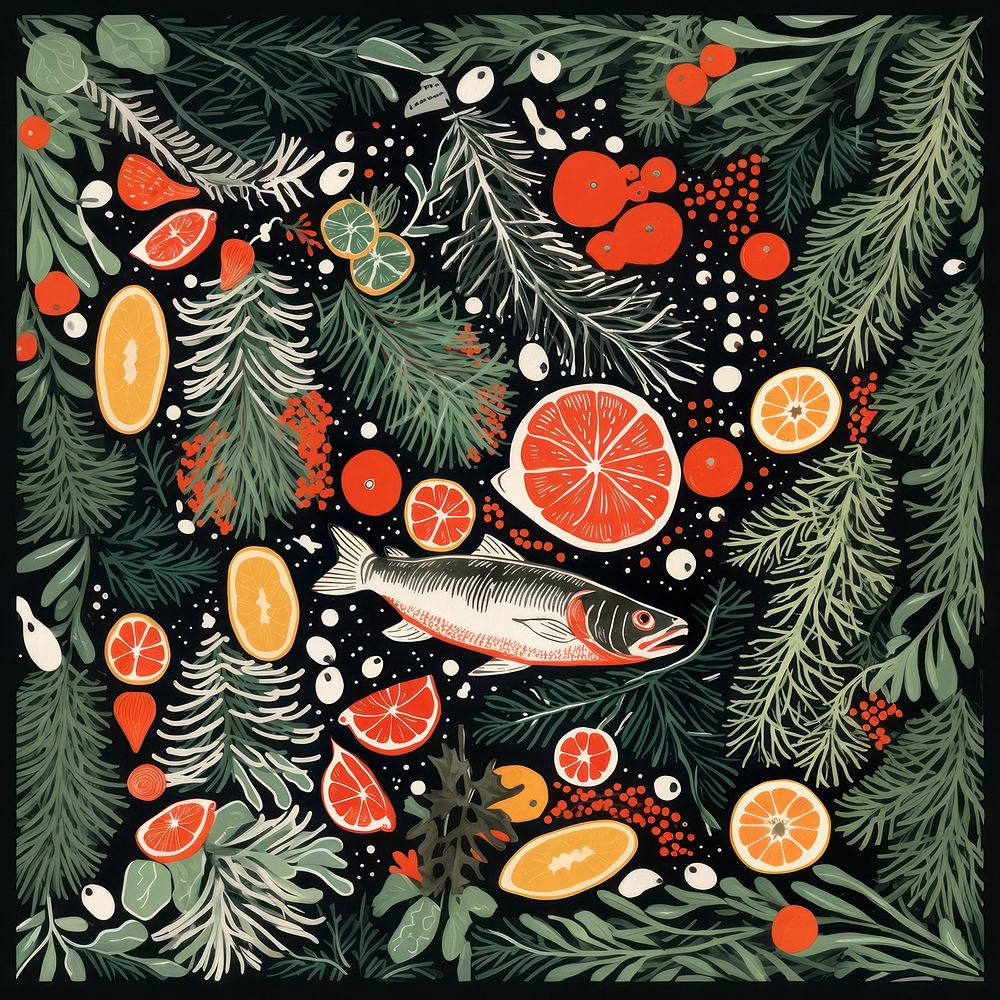 Food close up christmas pattern fruit plant. AI generated Image by rawpixel.