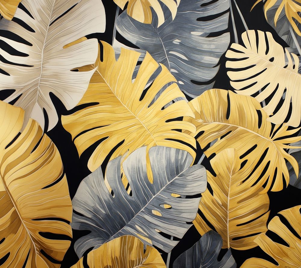 Gold and silver tropical leaves tropics nature plant. AI generated Image by rawpixel.