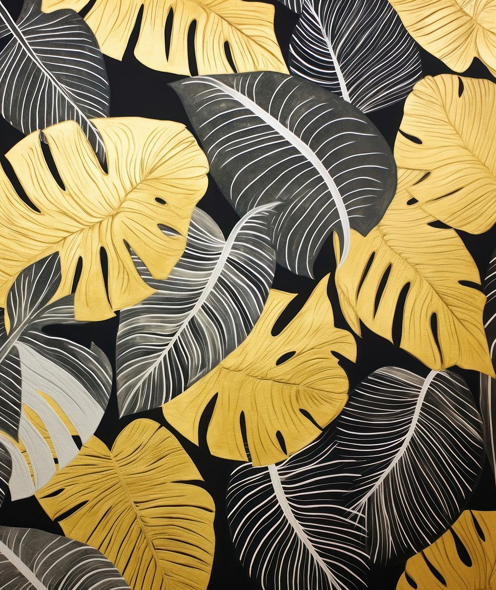 Gold and silver tropical leaves tropics pattern nature. AI generated Image by rawpixel.