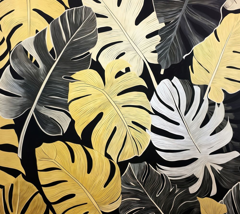 Gold and silver tropical leaves tropics nature plant. AI generated Image by rawpixel.