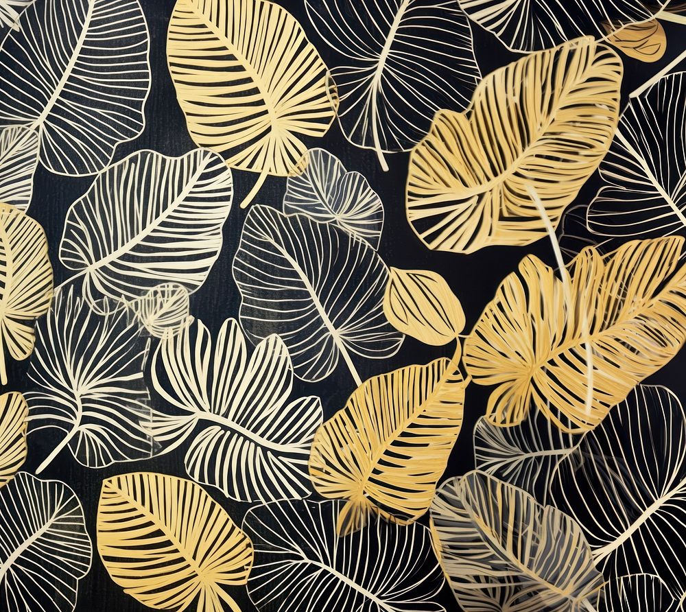 Gold and silver tropical leaves tropics pattern nature. AI generated Image by rawpixel.