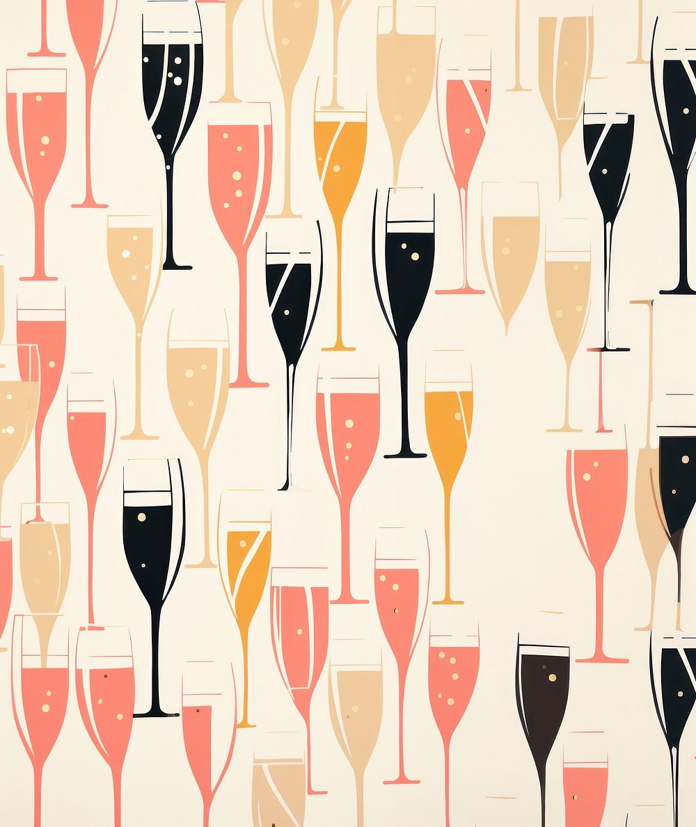 Gold and silver and pink many champagne glasses drink line wine. AI generated Image by rawpixel.