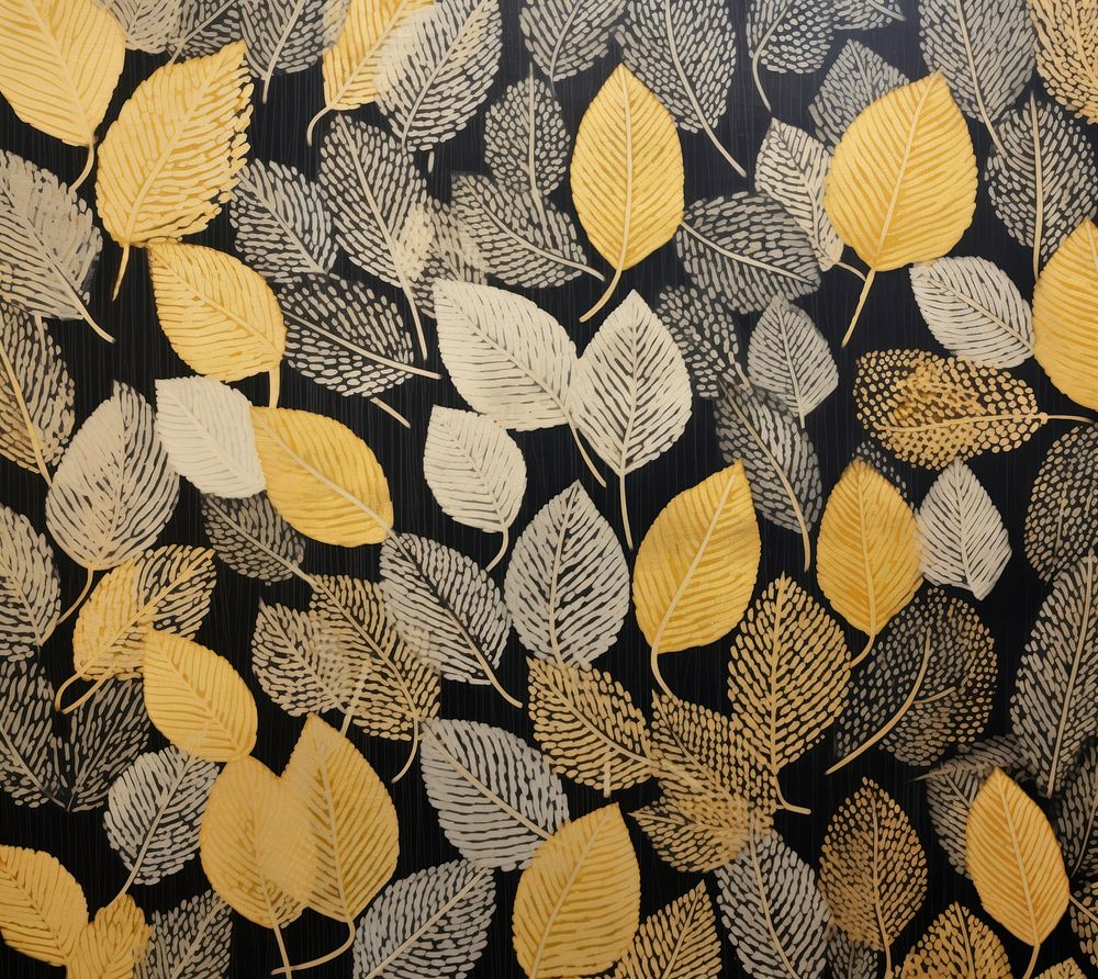 Gold and silver autumn leaves pattern nature plant. AI generated Image by rawpixel.