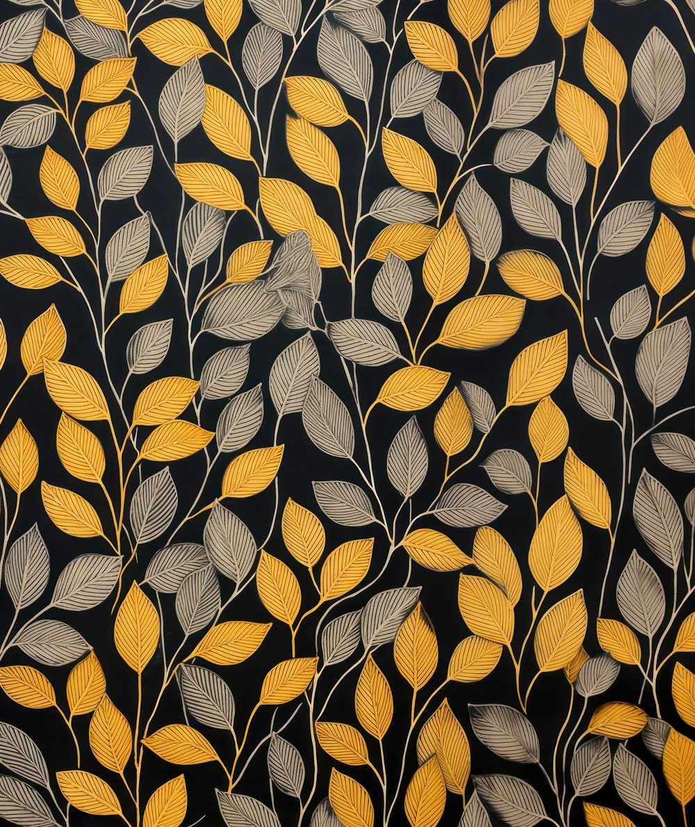 Gold and silver autumn leaves pattern plant art. AI generated Image by rawpixel.